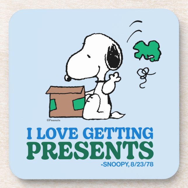 Erdnüsse | Snoopy I Liebe Anbringen von Geschenken Getränkeuntersetzer (Vorderseite)