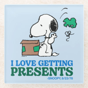 Erdnüsse   Snoopy I Liebe Anbringen von Geschenken Glasuntersetzer