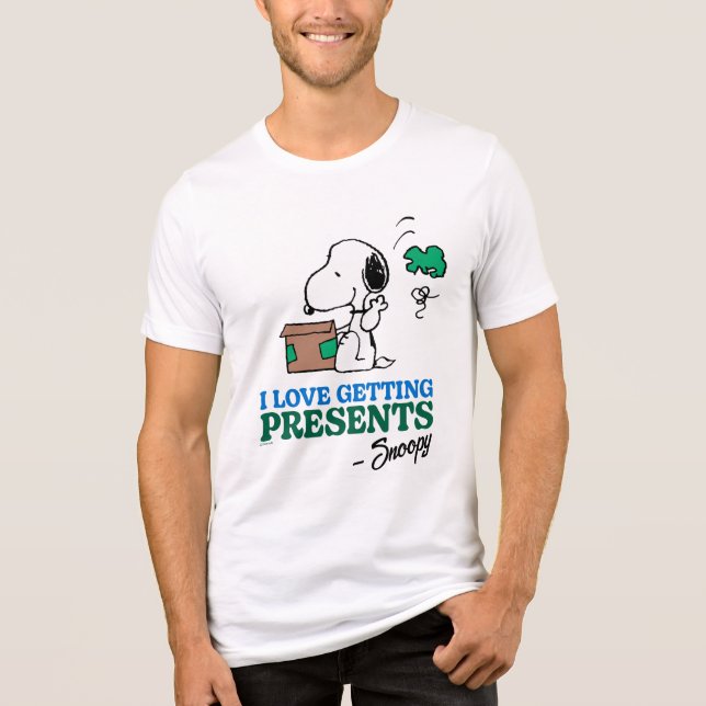 Erdnüsse | Snoopy I Liebe Anbringen von Geschenken Tri-Blend Shirt (Vorderseite)