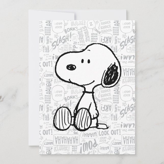 ERDNÜSSE | Snoopy in Schwarz Weiss Comics Karte (Vorderseite)