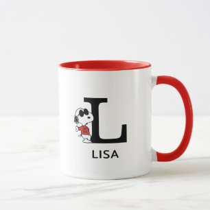 Erdnüsse Snoopy "Joe Cool" Name & Monogramm L Tasse