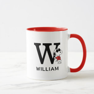 Erdnüsse   Snoopy "Joe Cool"   Name & Monogramm W Tasse