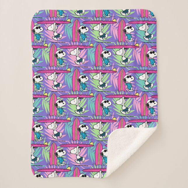 Erdnüsse | Snoopy Lila Surfmuster Sherpadecke (Vorderseite)