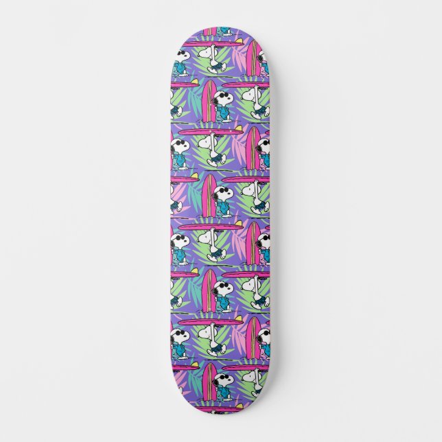 Erdnüsse | Snoopy Lila Surfmuster Skateboard (Vorderseite)