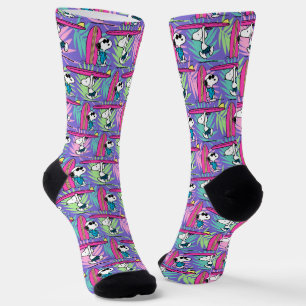 Erdnüsse   Snoopy Lila Surfmuster Socken