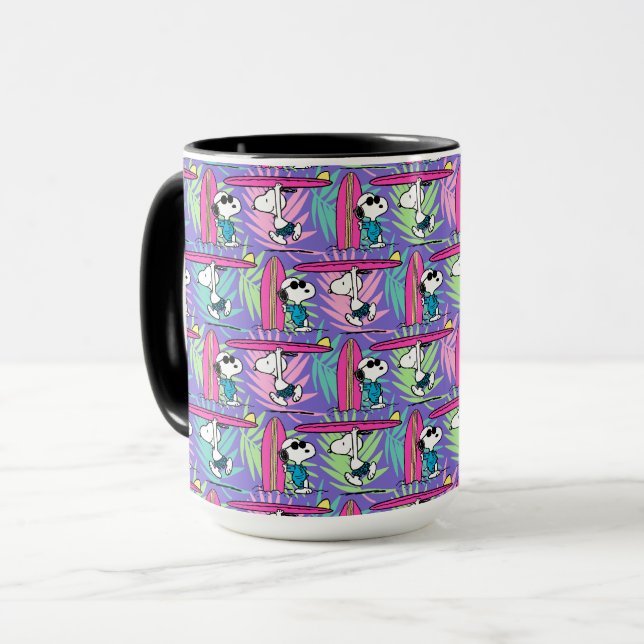 Erdnüsse | Snoopy Lila Surfmuster Tasse (Vorderseite Links)