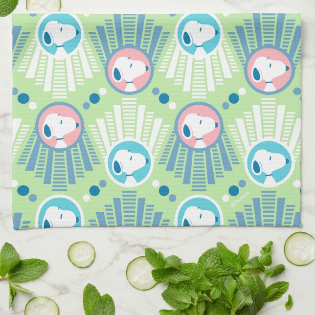 Erdnüsse | Snoopy Mint Green Deko Dreams Pattern Geschirrtuch (Gefaltet)