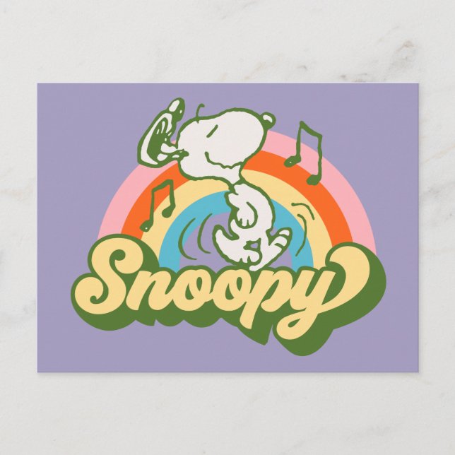 Erdnüsse | Snoopy Music Rainbow Postkarte (Vorderseite)