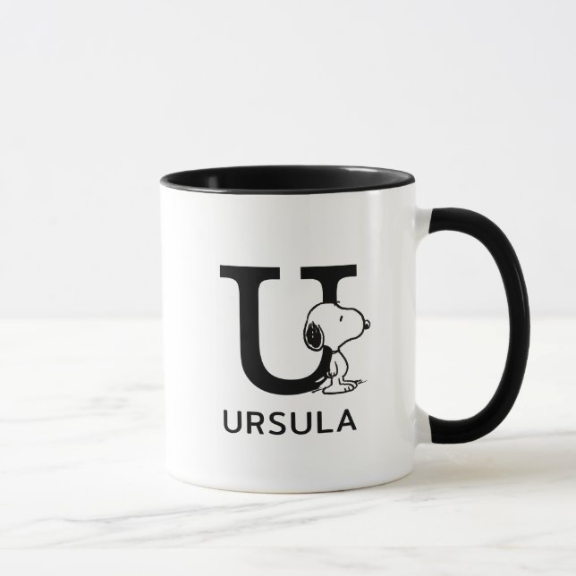 Erdnüsse | Snoopy Name & Monogram U Tasse (Rechts)