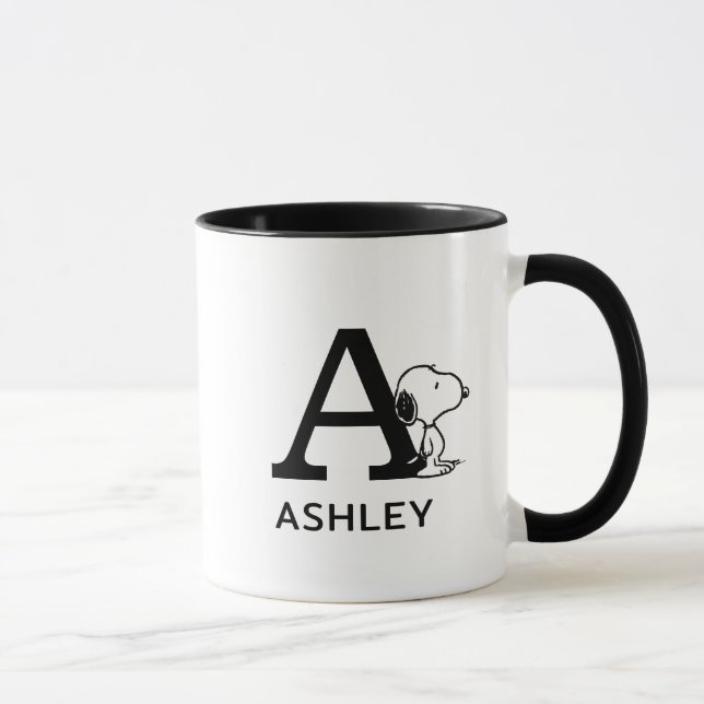 Erdnüsse | Snoopy Name & Monogramm A Tasse (Rechts)