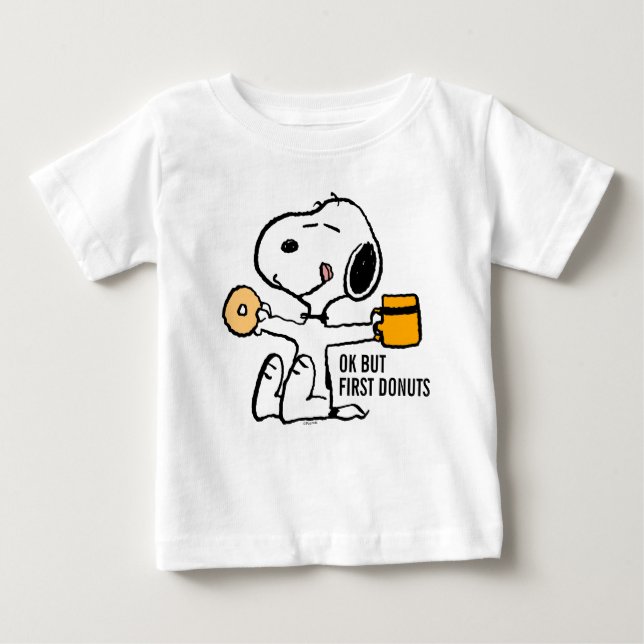 Erdnüsse | Snoopy OK, aber erster Kaffee Baby T-shirt (Vorderseite)