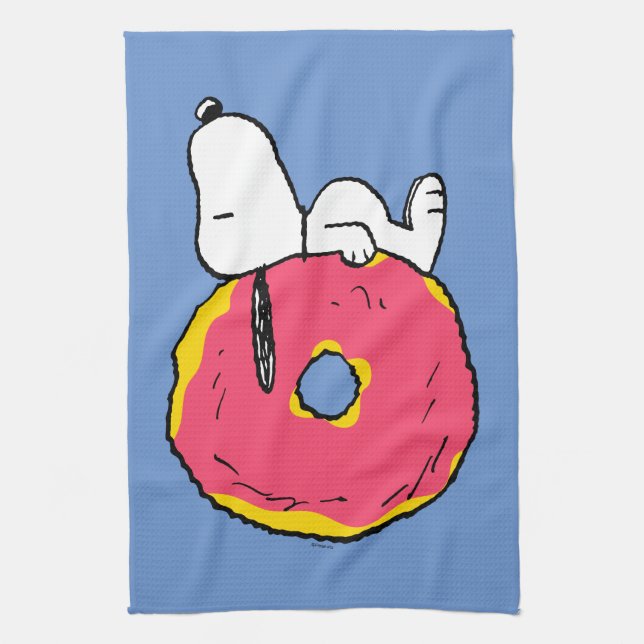 Erdnüsse | Snoopy Pink Donut Geschirrtuch (Vertikal)