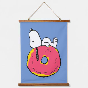Erdnüsse Snoopy Pink Donut Wandteppich Mit Holzrahmen