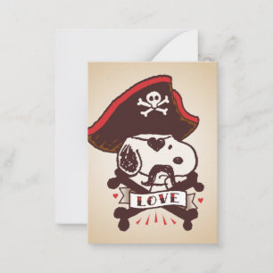 Erdnüsse Snoopy Piraten-Tattoo Valentinstag Mitteilungskarte