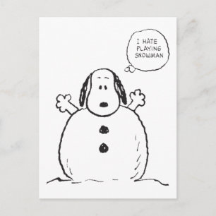 Erdnüsse Snoopy Playing Snowman Postkarte