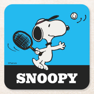 Erdnüsse   Snoopy Plays Tennis Rechteckiger Pappuntersetzer