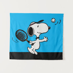 Erdnüsse   Snoopy Plays Tennis Wandteppich
