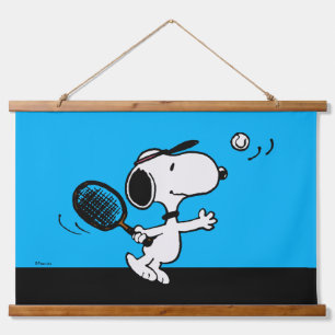 Erdnüsse   Snoopy Plays Tennis Wandteppich Mit Holzrahmen