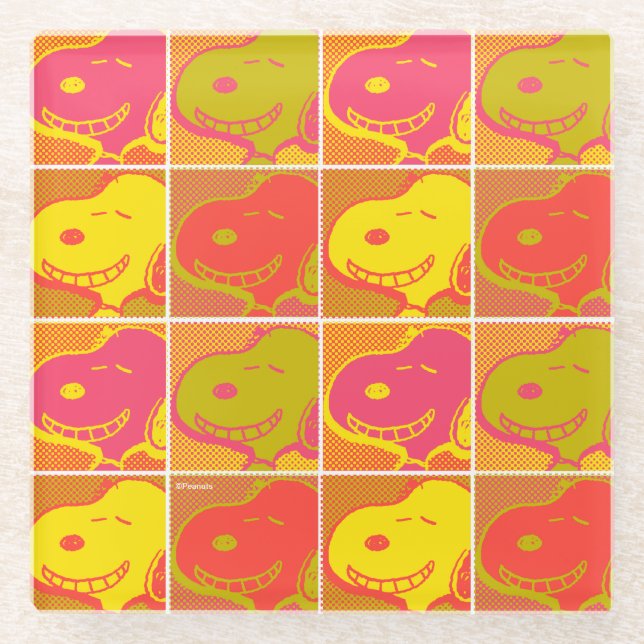 Erdnüsse | Snoopy Pop Art Pattern Glasuntersetzer (Vorderseite)
