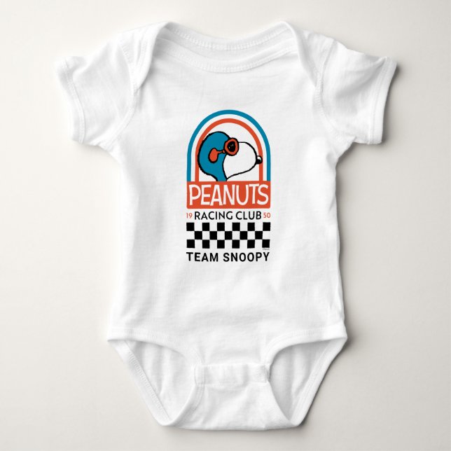 Erdnüsse | Snoopy Racing Club Baby Strampler (Vorderseite)
