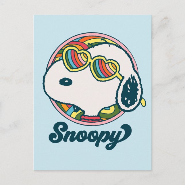 Erdnüsse | Snoopy Rainbow Heart Sonnenbrille Postkarte (Vorderseite)