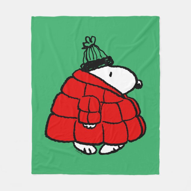 Erdnüsse | Snoopy Red Puffer Jacket Fleecedecke (Vorderseite)
