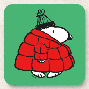 Erdnüsse   Snoopy Red Puffer Jacket Getränkeuntersetzer