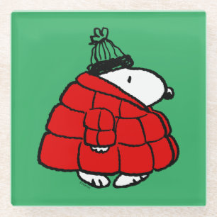 Erdnüsse   Snoopy Red Puffer Jacket Glasuntersetzer