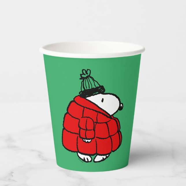 Erdnüsse | Snoopy Red Puffer Jacket Pappbecher (Vorderseite)