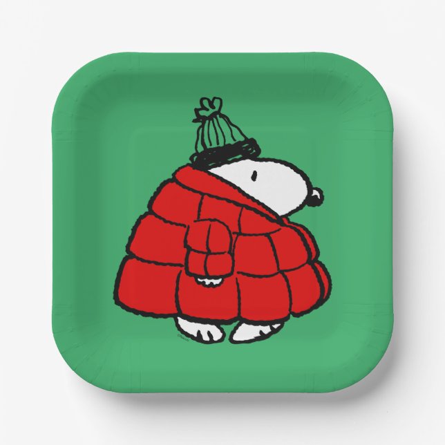 Erdnüsse | Snoopy Red Puffer Jacket Pappteller (Vorderseite)