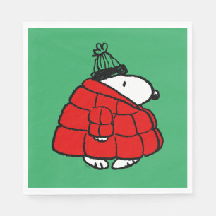 Erdnüsse   Snoopy Red Puffer Jacket Serviette