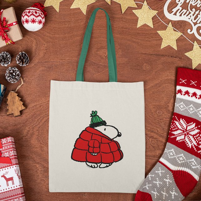 Erdnüsse | Snoopy Red Puffer Jacket Tragetasche (Tote bag on table)