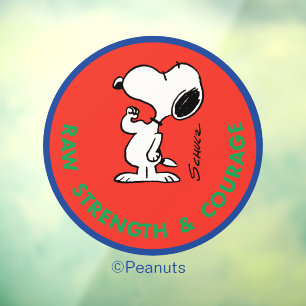 Erdnüsse Snoopy Row Stärke & Mut Abzeichen Fensteraufkleber