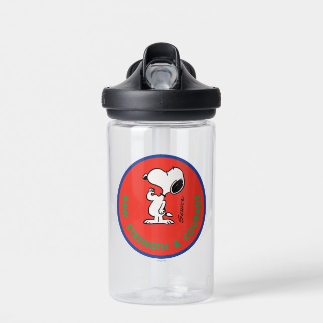 Erdnüsse | Snoopy Row Stärke & Mut Abzeichen Trinkflasche (Vorne)