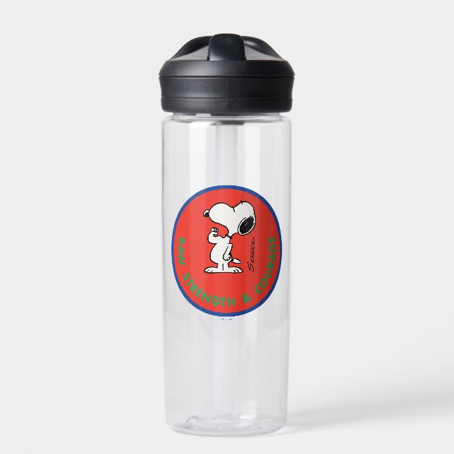 Erdnüsse | Snoopy Row Stärke & Mut Abzeichen Trinkflasche (Vorderseite)