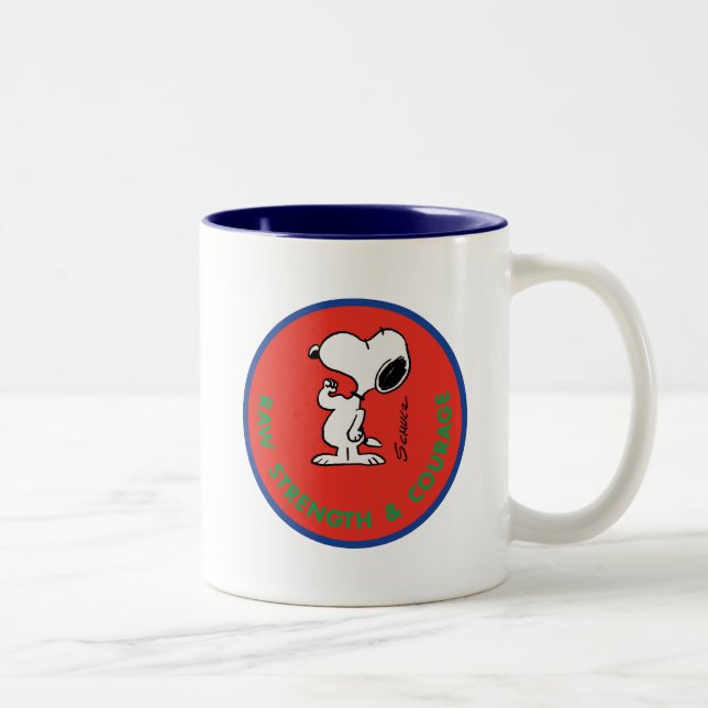 Erdnüsse | Snoopy Row Stärke & Mut Abzeichen Zweifarbige Tasse (Rechts)