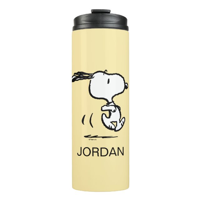 Erdnüsse | Snoopy Running | Name hinzufügen Thermosbecher (Vorderseite)