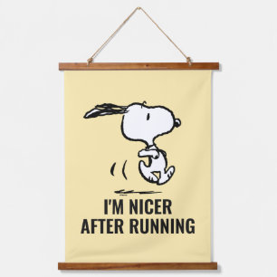 Erdnüsse Snoopy Running Wandteppich Mit Holzrahmen