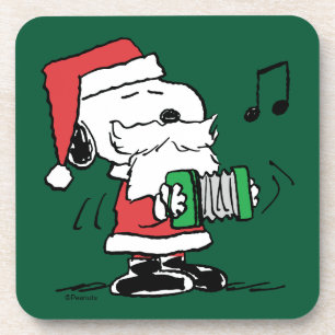 Erdnüsse   Snoopy Santa Claus Accordian Getränkeuntersetzer
