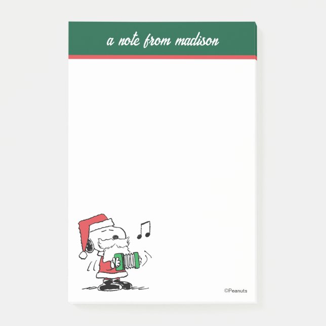 Erdnüsse | Snoopy Santa Claus Accordian Post-it Klebezettel (Vorderseite)