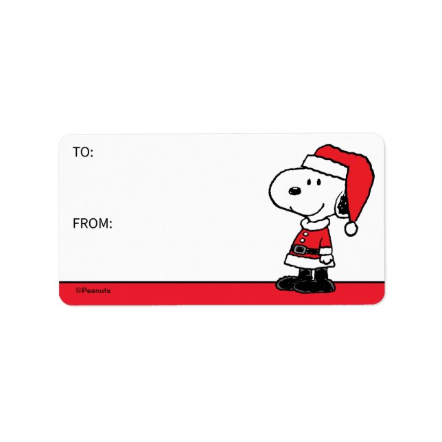 Erdnüsse | Snoopy Santa Claus Gift Tag Adressaufkleber (Vorne)