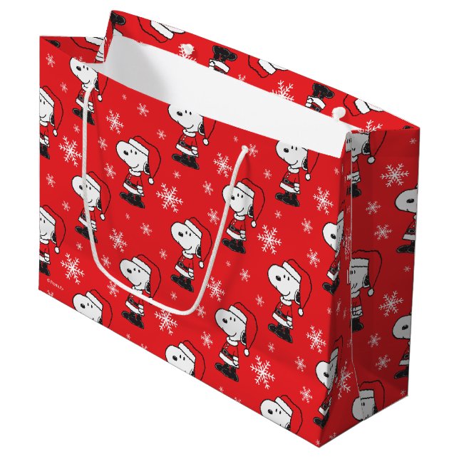 Erdnüsse | Snoopy Santa Claus Große Geschenktüte (Vorderseite Schrägansicht)