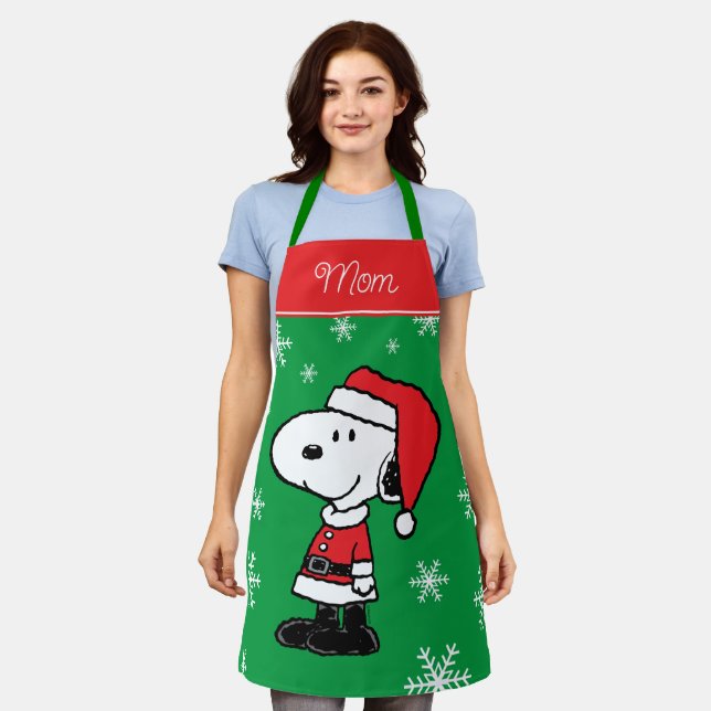 Erdnüsse | Snoopy Santa Claus | Name hinzufügen Schürze (Getragen)