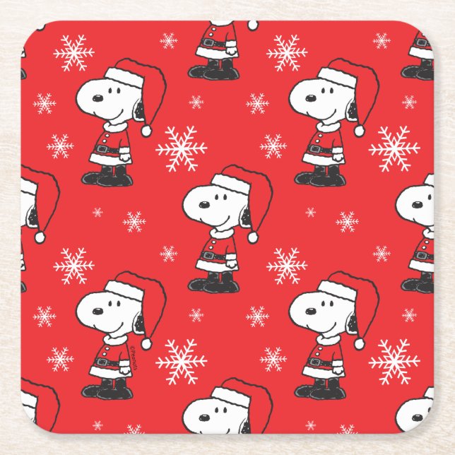 Erdnüsse | Snoopy Santa Claus Rechteckiger Pappuntersetzer (Vorderseite)