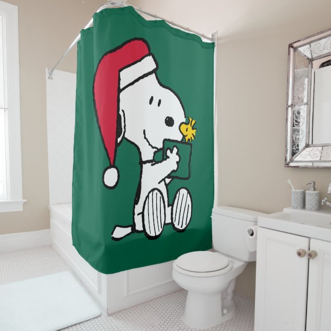 Erdnüsse | Snoopy Santa & Woodstock Geschenk Duschvorhang (Beispiel)