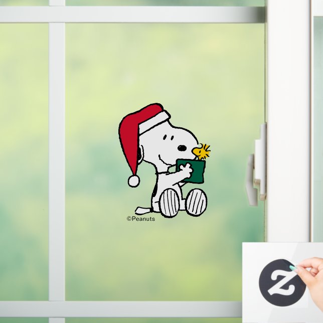 Erdnüsse | Snoopy Santa & Woodstock Geschenk Fensteraufkleber (Zuhause)