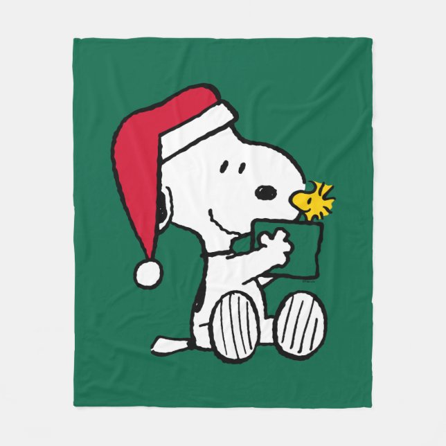 Erdnüsse | Snoopy Santa & Woodstock Geschenk Fleecedecke (Vorderseite)