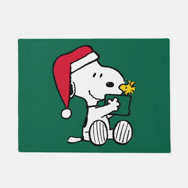 Erdnüsse | Snoopy Santa & Woodstock Geschenk Fußmatte (Vorderseite)