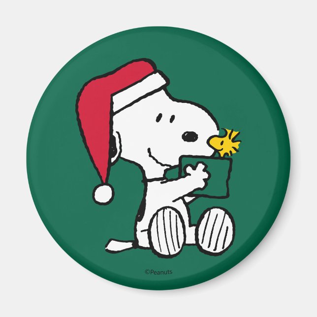 Erdnüsse | Snoopy Santa & Woodstock Geschenk Magnet (Vorne)