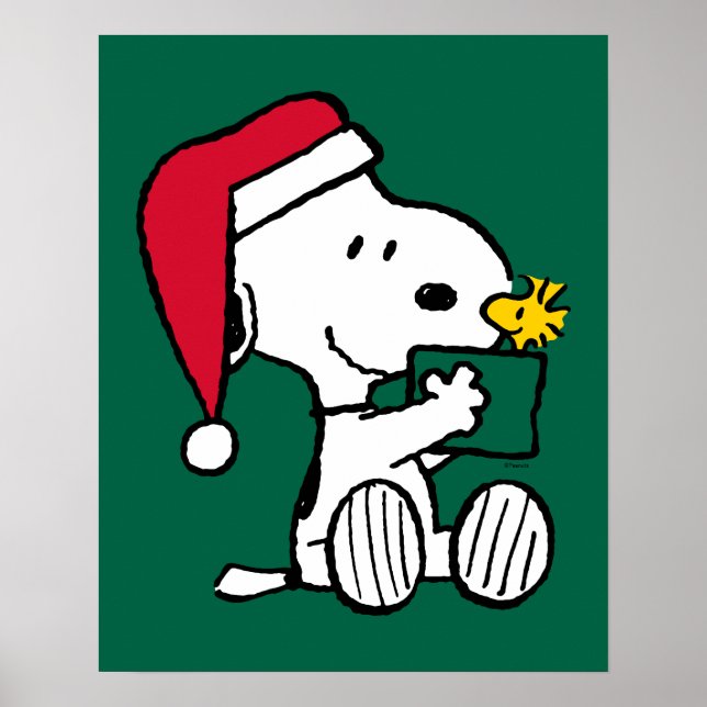 Erdnüsse | Snoopy Santa & Woodstock Geschenk Poster (Vorne)